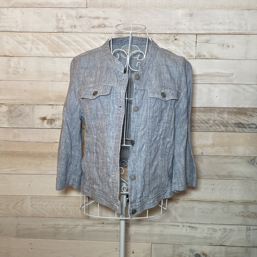 Loft Light Blue Lightweight Button Down Jacket - image 2